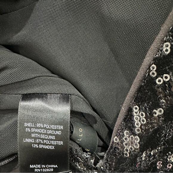 Michael Costello x Revolve Emmanuella Black Sequin Gown With Front Slit. - Picture 11 of 12